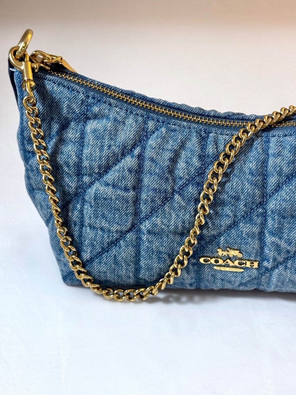 NWT Coach Caitlin Shoulder Bag With Quilting CDZ89 Gold/Indigo